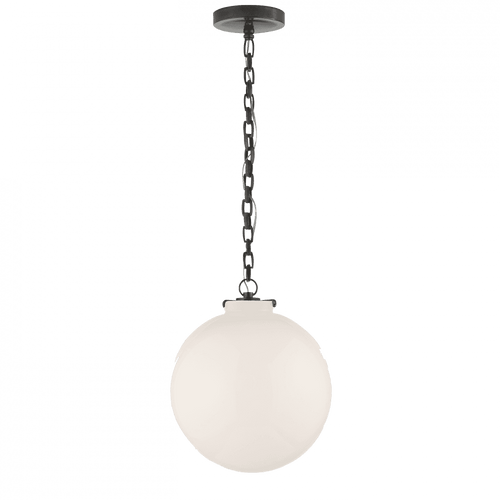 Visual Comfort & Co. Signature Collection Katie Pendant, 1-Light, Globe, Bronze, White Glass, 12"W (TOB 5226BZ/G4-WG 2N3E2) 