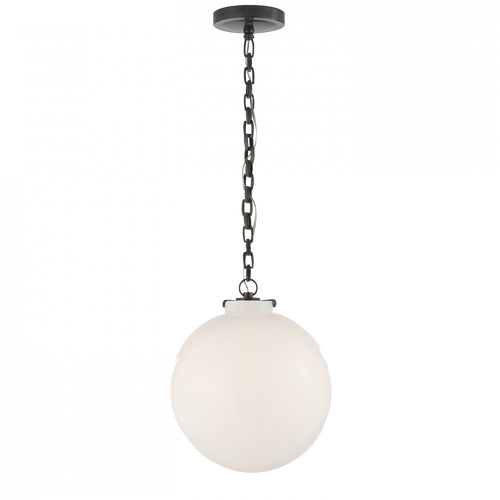 Katie Pendant, 1-Light, Globe, Bronze, White Glass, 12"W (TOB 5226BZ/G4-WG 2N3E2)