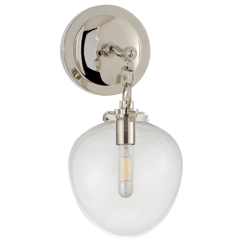 Visual Comfort & Co. Signature Collection Katie Bathroom Wall Sconce, 1-Light, Acorn, Polished Nickel, Clear Glass, 13.5"H (TOB 2225PN/G2-CG 2N1EV) 