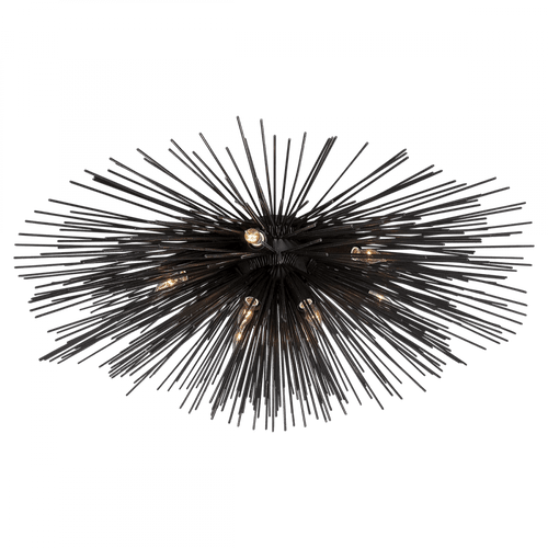 Visual Comfort & Co. Signature Collection Strada Flush Mount, 10-Light, Aged Iron, 40"W (KW 4071AI 2R62P) 