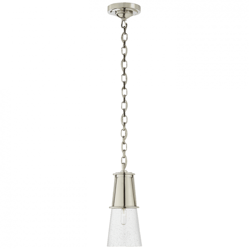 Visual Comfort & Co. Signature Collection Robinson Pendant, 1-Light, Polished Nickel, Seeded Glass, 4.75"W (TOB 5751PN-SG 2V4TV) 