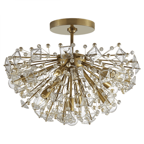 Visual Comfort & Co. Signature Collection Dickinson Semi-Flush, 9-Light, Soft Brass, 22.25"W (KS 4005SB-CG 2V2UF) 