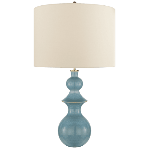 Visual Comfort & Co. Signature Collection Saxon Table Lamp, 1-Light, Sandy Turquoise, Cream Linen Shade, 37.75"H (KS 3617STU-L CHPMH) 
