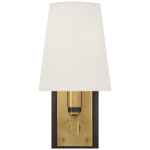 Visual Comfort & Co. Signature Collection Watson Wall Sconce, 1-Light, Bronze, Antique Brass, Linen Shade, 10.75"H (TOB 2284BZ/HAB-L CHXEP) 