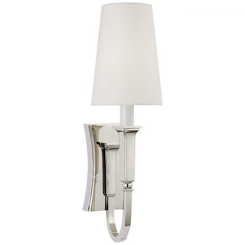Visual Comfort & Co. Signature Collection Delphia Wall Sconce, 1-Light, Polished Nickel, Linen Shade, 17.25"H (TOB 2272PN-L CHXFJ) 