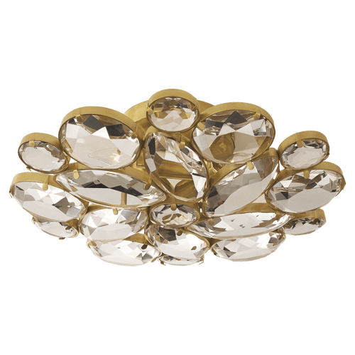Visual Comfort & Co. Signature Collection Lloyd Flush Mount, 3-Light, Round, Soft Brass, Clear Glass, 13"W (KS 4015SB-CG CLR88) 