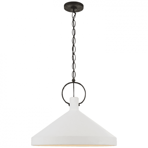 Visual Comfort & Co. Signature Collection Limoges Pendant, 1-Light, Natural Rust, Plaster White Shade, 24"W (SK 5364NR-PW CLU65) 
