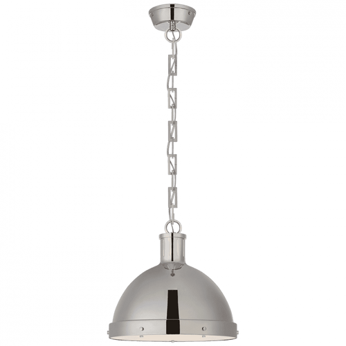Visual Comfort & Co. Signature Collection Hicks Pendant, 2-Light, Polished Nickel, Frosted Acrylic Shade, 13"W (TOB 5069PN CLV74) 