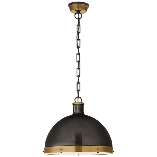 Visual Comfort & Co. Signature Collection Hicks Extra Large Pendant, 2-Light, Bronze, Frosted Acrylic Shade, 13.75"H (TOB 5071BZ/HAB CLV76) 
