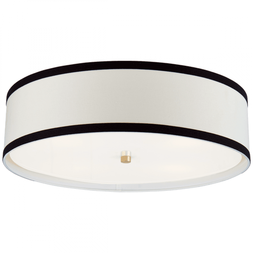 Visual Comfort & Co. Signature Collection Walker Flush Mount, 4-Light, Gild, Cream Linen, Black Linen Trim Shade, 24"W (KS 4072G-L/BL CLY4X) 