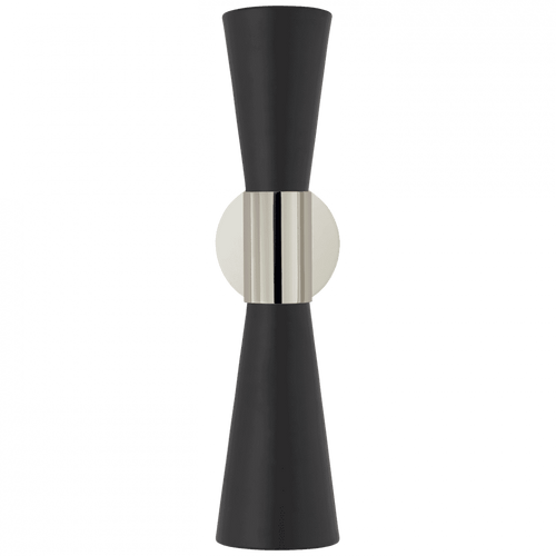 Visual Comfort & Co. Signature Collection Clarkson Wall Sconce, 2-Light, Polished Nickel, Black Shade, 17.75"H (ARN 2009PN/BLK CLY36) 