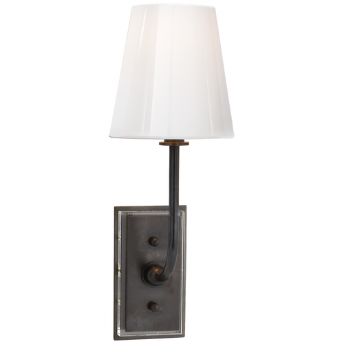 Hulton Bathroom Wall Sconce, 1-Light, Bronze, White Glass, 17"H (TOB 2190BZ-WG CLZ48)