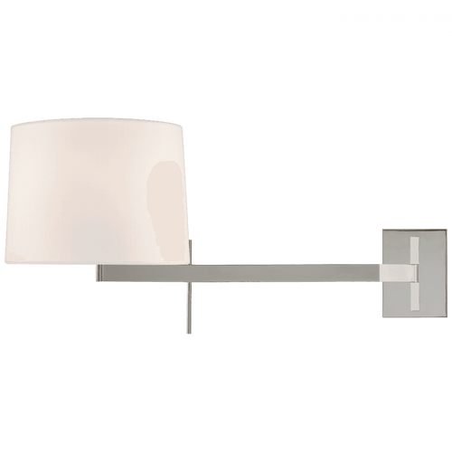 Visual Comfort & Co. Signature Collection Sweep Right Wall Sconce, 1-Light, Articulating, Polished Nickel, Linen Shade, 13"H (BBL 2164PN-L CM0ZX) 