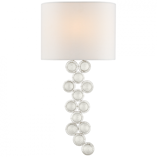 Milazzo Left Wall Sconce, 1-Light, Burnished Silver Leaf, Crystal, Linen Shade, 24"H (JN 2201BSL/CG-L CPTWQ)