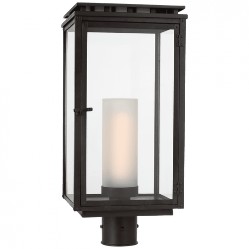Visual Comfort & Co. Signature Collection Cheshire Post Light, 1-Light, Aged Iron, Clear Glass, 20.75"H (CHO 7605AI-CG CQ1P3) 