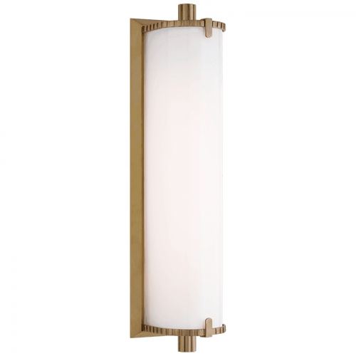 Visual Comfort & Co. Signature Collection Calliope Bathroom Wall Sconce, LED, Hand-Rubbed Antique Brass, White Glass, 14"H (TOB 2192HAB-WG CTZG2) 