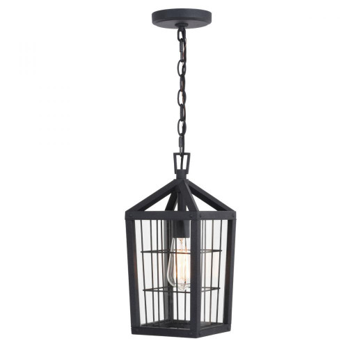 Vaxcel International Gage Outdoor Pendant, 1-Light, Volcanic Black, Clear Glass Shade, 7"W (T0590 J7QM) 