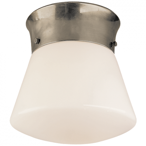 Perry Flush Mount, 1-Light, Antique Nickel, White Glass, 9.5"W (TOB 4000AN 2CYGD)