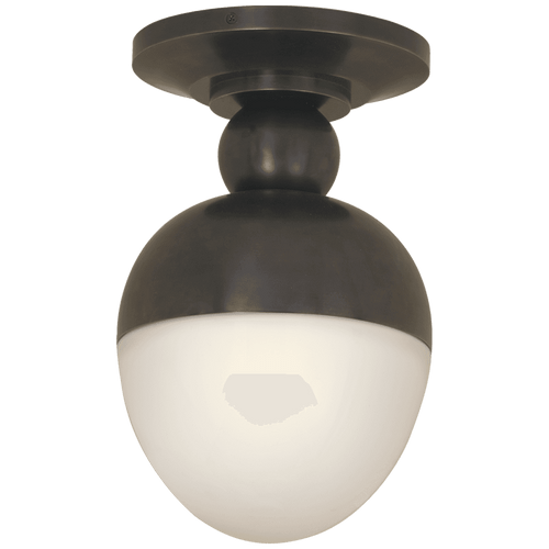 Visual Comfort & Co. Signature Collection Clark Flush Mount, 1-Light, Bronze, White Glass, 7.5"W (TOB 4006BZ-WG 2CZCX) 