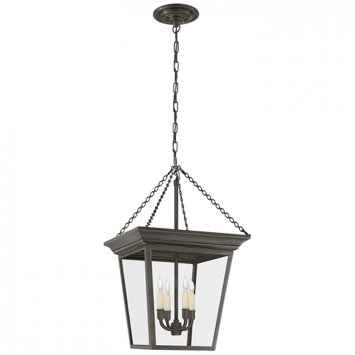 Visual Comfort & Co. Signature Collection Cornice Small Lantern Pendant, 4-Light, Bronze, Clear Glass, 14.5"W (SL 5871BZ 2CQLQ) 