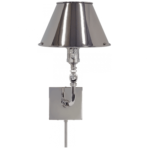 Visual Comfort & Co. Signature Collection Swivel Head Wall Sconce With Plug, 1-Light, Polished Nickel, Polished Nickel Shade, 14"H (S 2650PN-PN 2FZ28) 