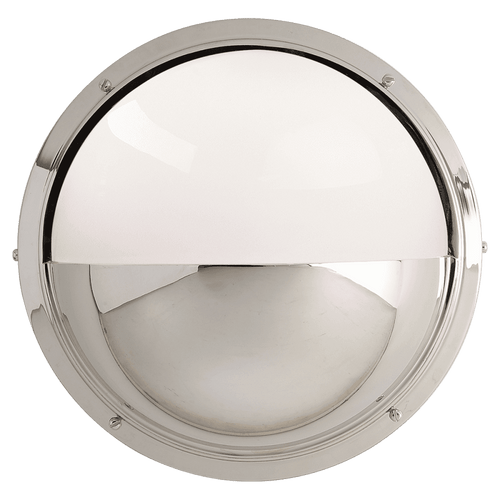 Visual Comfort & Co. Signature Collection Pelham Moon Outdoor Wall Sconce, 1-Light, Polished Nickel, White Glass, 10"H (TOB 2208PN-WG 2CVJH) 