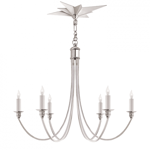 Visual Comfort & Co. Signature Collection Venetian Chandelier, 6-Light, Polished Nickel, 27"W (SC 5001PN 2JZRU) 