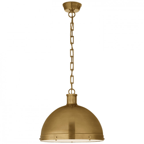 Visual Comfort & Co. Signature Collection Hicks Pendant, 2-Light, Hand-Rubbed Antique Brass, Frosted Acrylic, 16"W (TOB 5071HAB CLV77) 