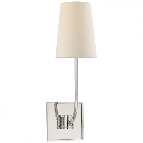 Visual Comfort & Co. Signature Collection Venini Wall Sconce, 1-Light, Polished Nickel, Linen Shade, 15.5"H (CHD 2620PN-L CLW4G) 