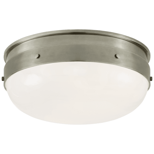 Visual Comfort & Co. Signature Collection Hicks Flush Mount, 2-Light, Antique Nickel, White Glass, 13"W (TOB 4063AN-WG CLX5F) 