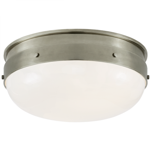 Hicks Flush Mount, 2-Light, Antique Nickel, White Glass, 13"W (TOB 4063AN-WG CLX5F)