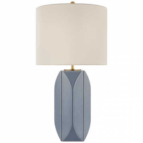 Visual Comfort & Co. Signature Collection Carmilla Table Lamp, 1-Light, Polar Blue Crackle, Cream Linen Shade, 28"H (KS 3630PBC-L CPTX5) 