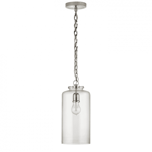 Visual Comfort & Co. Signature Collection Katie Pendant, 1-Light, Cylinder, Polished Nickel, Clear Glass, 7"W (TOB 5226PN/G3-CG 2K1RY) 