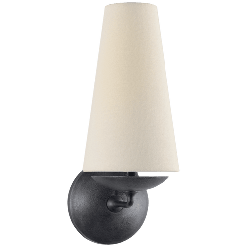 Visual Comfort & Co. Signature Collection Fontaine Wall Sconce, 1-Light, Aged Iron, Linen Shade, 14.25"H (ARN 2201AI-L 2V1VV) 