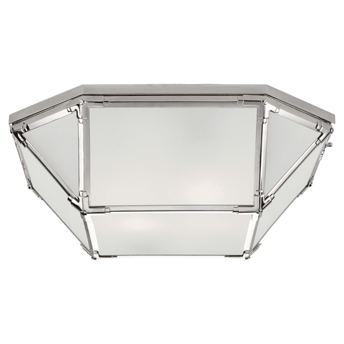 Visual Comfort & Co. Signature Collection Morris Flush Mount, 4-Light, Polished Nickel, Frosted Glass, 20"W (SK 4009PN-FG CLU60) 