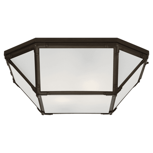Visual Comfort & Co. Signature Collection Morris Flush Mount, 4-Light, Antique Zinc, Frosted Glass, 20"W (SK 4009AZ-FG CLU5Y) 