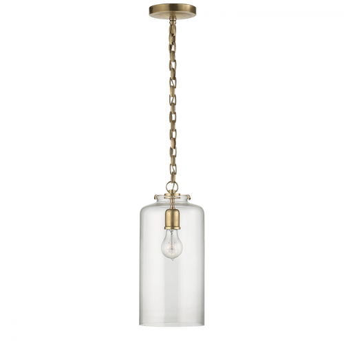 Katie Pendant, 1-Light, Cylinder, Hand-Rubbed Antique Brass, Clear Glass, 7"W (TOB 5226HAB/G3-CG 2N3EG)