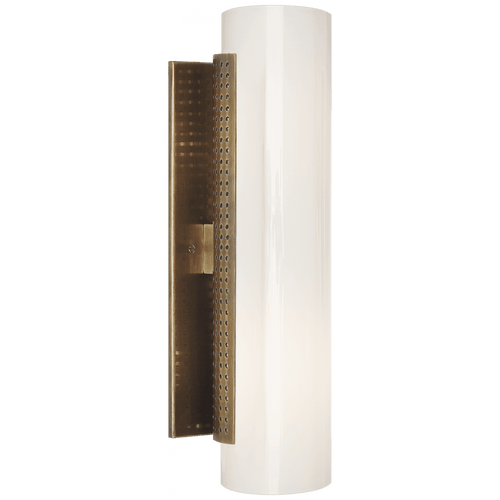 Visual Comfort & Co. Signature Collection Precision Bathroom Wall Sconce, 2-Light, Cylinder, Antique Burnished Brass, White Glass, 14"H (KW 2220AB-WG 2V3RP) 