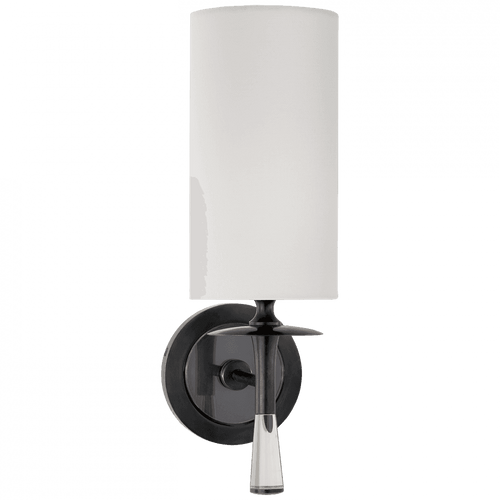 Visual Comfort & Co. Signature Collection Drunmore Wall Sconce, 1-Light, Bronze, Crystal, Linen Shade, 14.25"H (ARN 2018BZ/CG-L 2K3MZ) 
