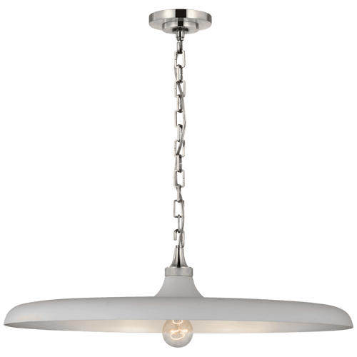 Visual Comfort & Co. Signature Collection Piatto Pendant, 1-Light, Polished Nickel, Plaster White Shade, 24"W (TOB 5116PN-PW CU2F3) 