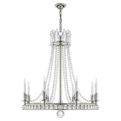 Visual Comfort & Co. Signature Collection Regency Chandelier, 8-Light, Polished Nickel, 31"W (SN 5108PN 2N4D2) 