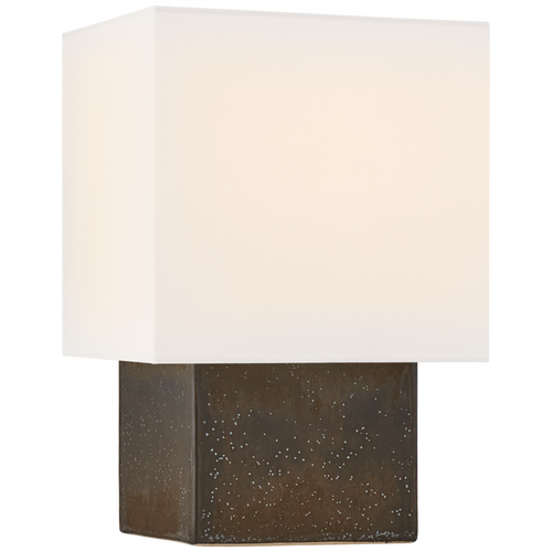 Pari Table Lamp, 1-Light, Square, Stained Black Metallic, Linen Square Shade, 18"H (KW 3676SBM-L CPXRN)