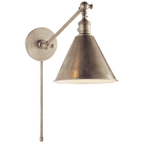 Visual Comfort & Co. Signature Collection Boston Library Wall Sconce With Plug, 1-Light, Antique Nickel, 11"H (SL 2922AN 28VTT) 