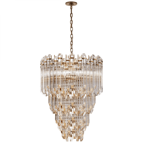 Visual Comfort & Co. Signature Collection Adele Chandelier, 12-Light, Hand-Rubbed Antique Brass, Clear Acrylic, 24"W (SK 5423HAB-CA 2V5QE) 