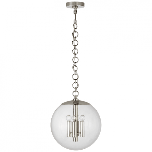 Visual Comfort & Co. Signature Collection Turenne Pendant, 4-Light, Globe, Polished Nickel, Clear Glass, 14"W (ARN 5255PN-CG CHPKH) 