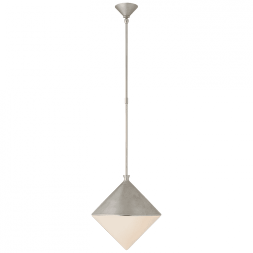 Visual Comfort & Co. Signature Collection Sarnen Pendant, 1-Light, Burnished Silver Leaf, White Glass, 15.25"W (ARN 5356BSL-WG CPXTU) 