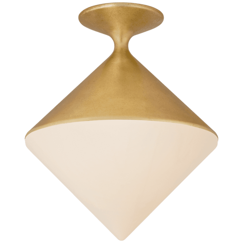 Visual Comfort & Co. Signature Collection Sarnen Flush Mount, 1-Light, Gild, White Glass, 13.25"W (ARN 4355G-WG CQ2QA) 
