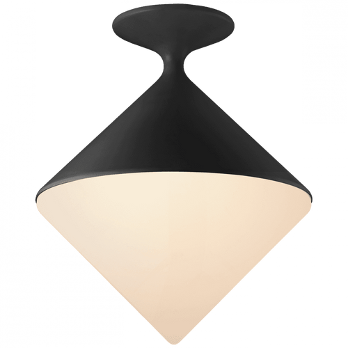 Visual Comfort & Co. Signature Collection Sarnen Flush Mount, 1-Light, Matte Black, White Glass, 13.25"W (ARN 4355BLK-WG CQ2Q8) 