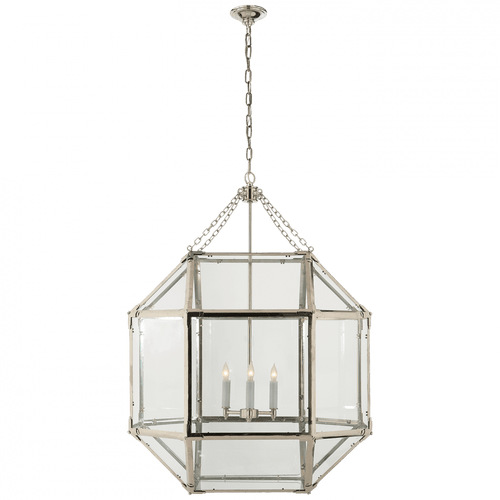 Visual Comfort & Co. Signature Collection Morris Pendant, 3-Light, Polished Nickel, Clear Glass, 23.25"W (SK 5010PN-CG 2K0T0) 