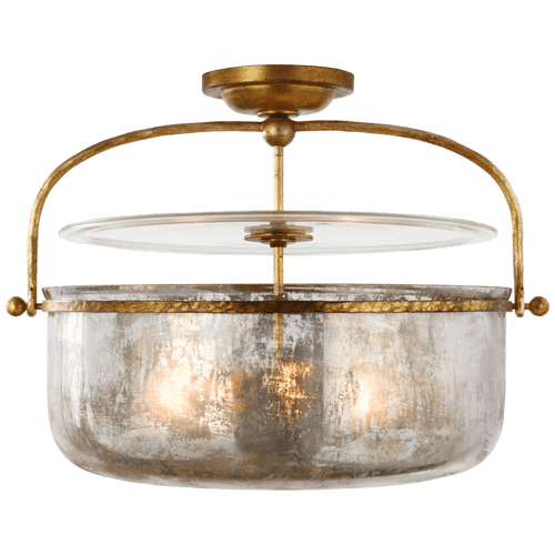 Visual Comfort & Co. Signature Collection Lorford Medium Semi-Flush Lantern, 3-Light, Gilded Iron, 19.75"W (CHC 4270GI-MG CM12A) 